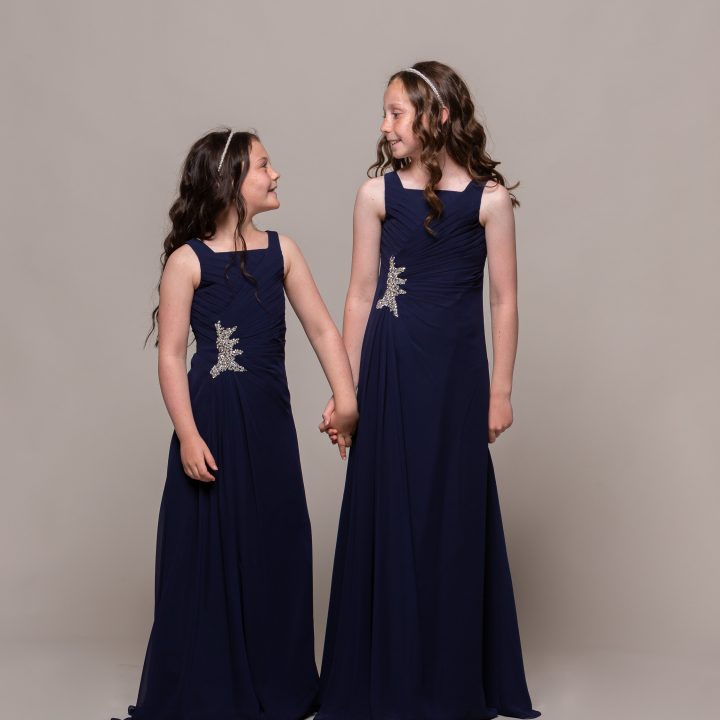 Navy junior bridesmaid dress with sparkles Elite Bridal