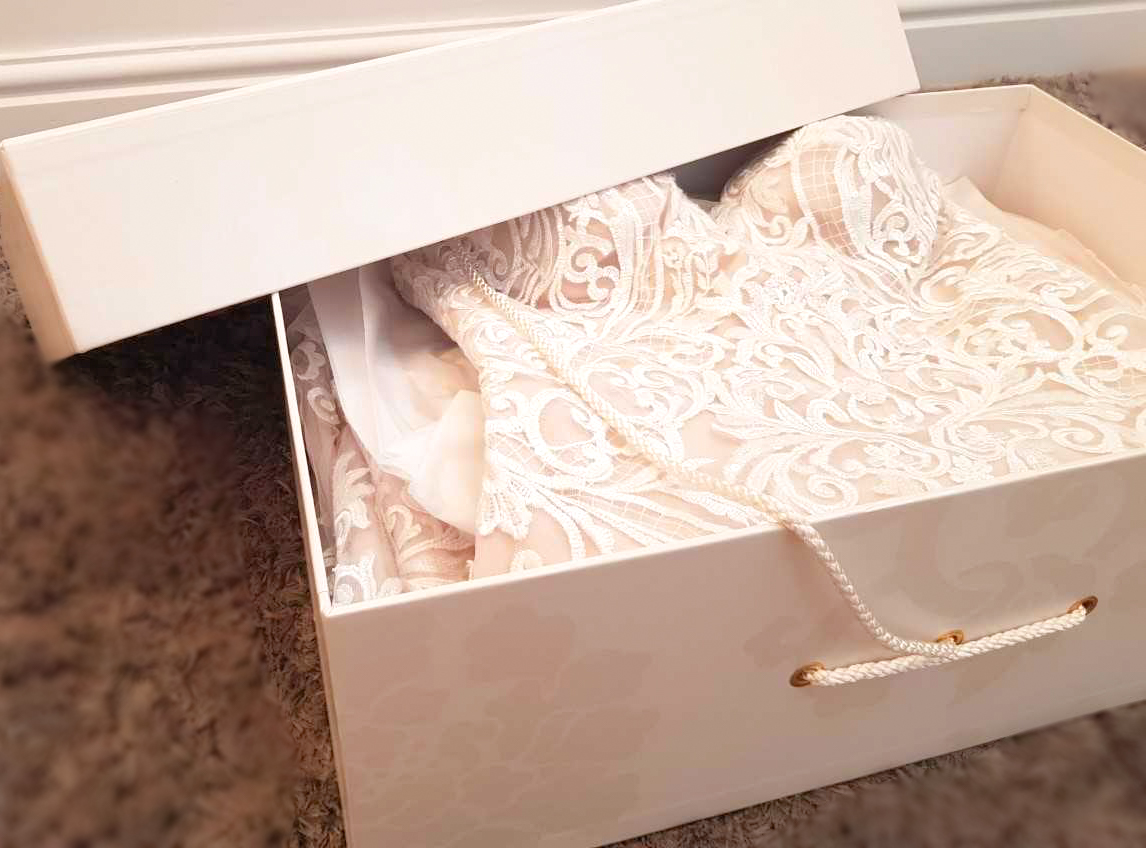 wedding dress in box